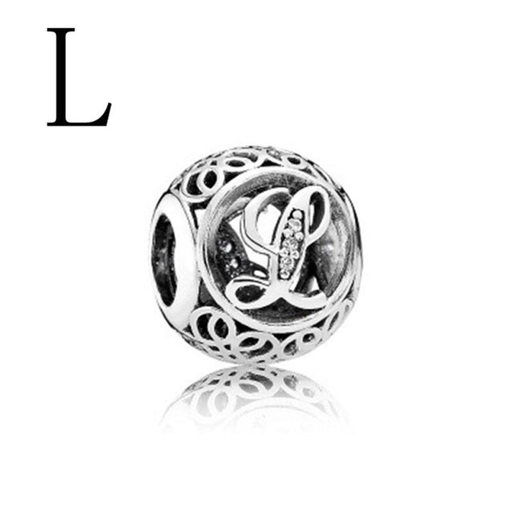 Европейская посеребренная медь Мелкие круглые бусины с буквами A D H Шарм Подходит для браслета «Сделай сам» для женских украшений