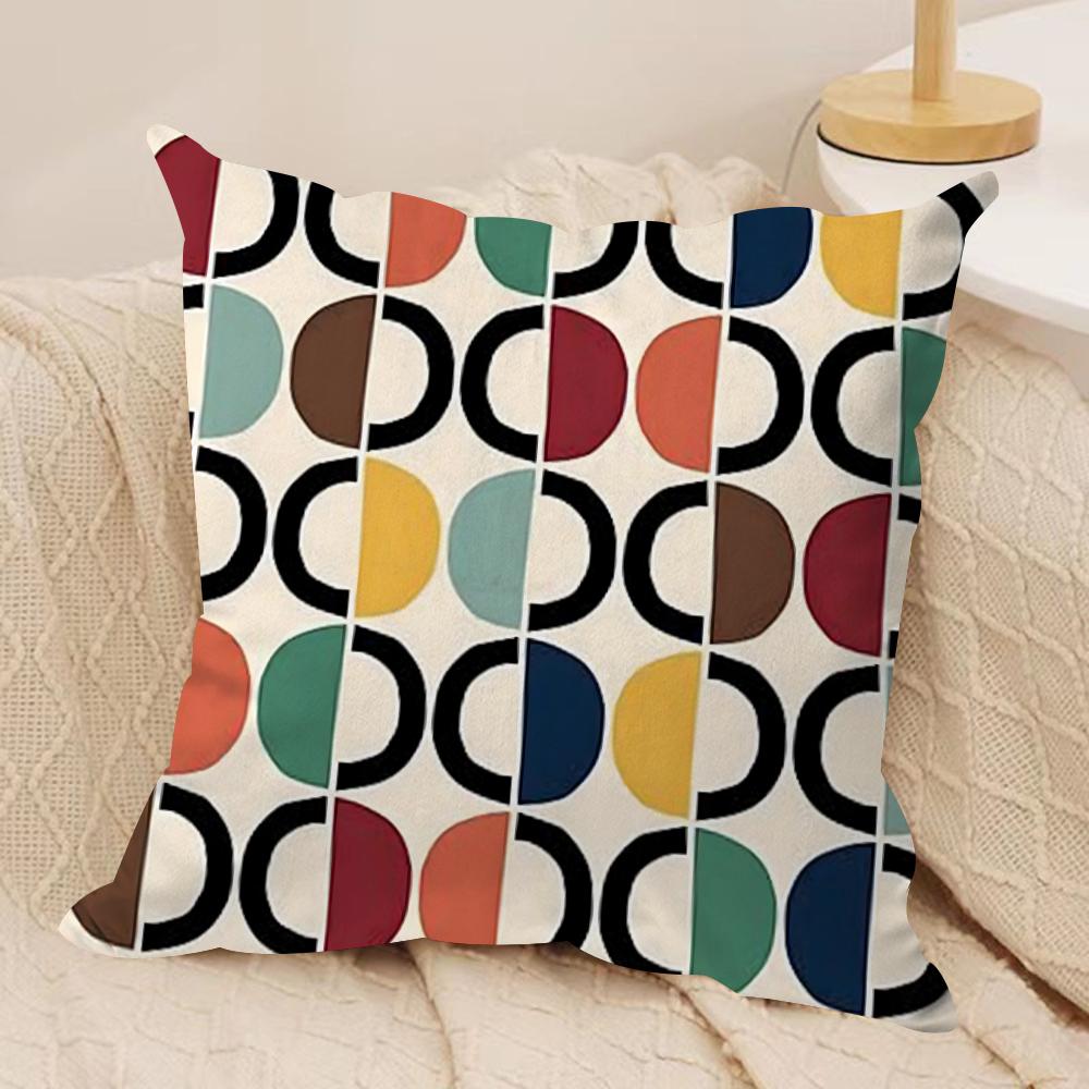 Black Geometric Pattern Cushion Cover Pillowcase Ultra Soft Skin Friendly Fabric Cloud Like Comfort Concealed Zipper