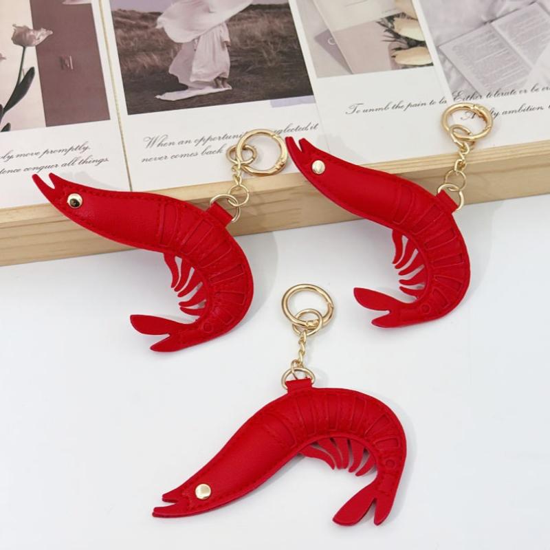 Stylish Pu Leather Summer Beach Style Keychain Sea Animal Bag Charm Lobster Crab Bag Accessory
