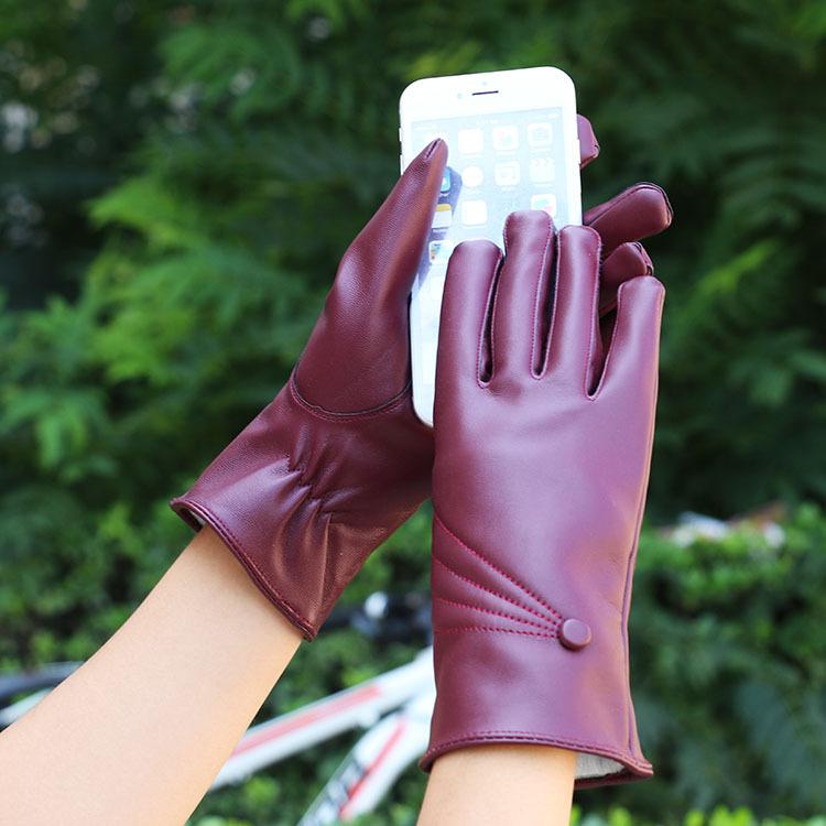 Женские перчатки из ПУ кожи с сенсорным экраном, из искусственной кожи, модные, теплые, с плюшевой подкладкой, ветрозащитные, женские перчатки, зимние перчатки для верховой езды