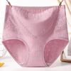 Lady Underpants High Waist Plus Slze Lace Trim Butt-covered Tummy Control Solid Color Elastic Panties Seamless Comfort Daily Sport Briefs