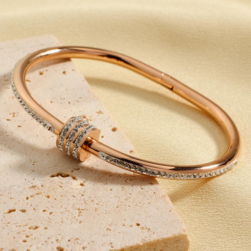 HtpweБраслет из нержавеющей стали с узкой талией, инкрустированный цирконием, женский, с 18-каратным покрытием, парный, праздничный подарок, браслет для вечеринки, на каждый день, цирконий