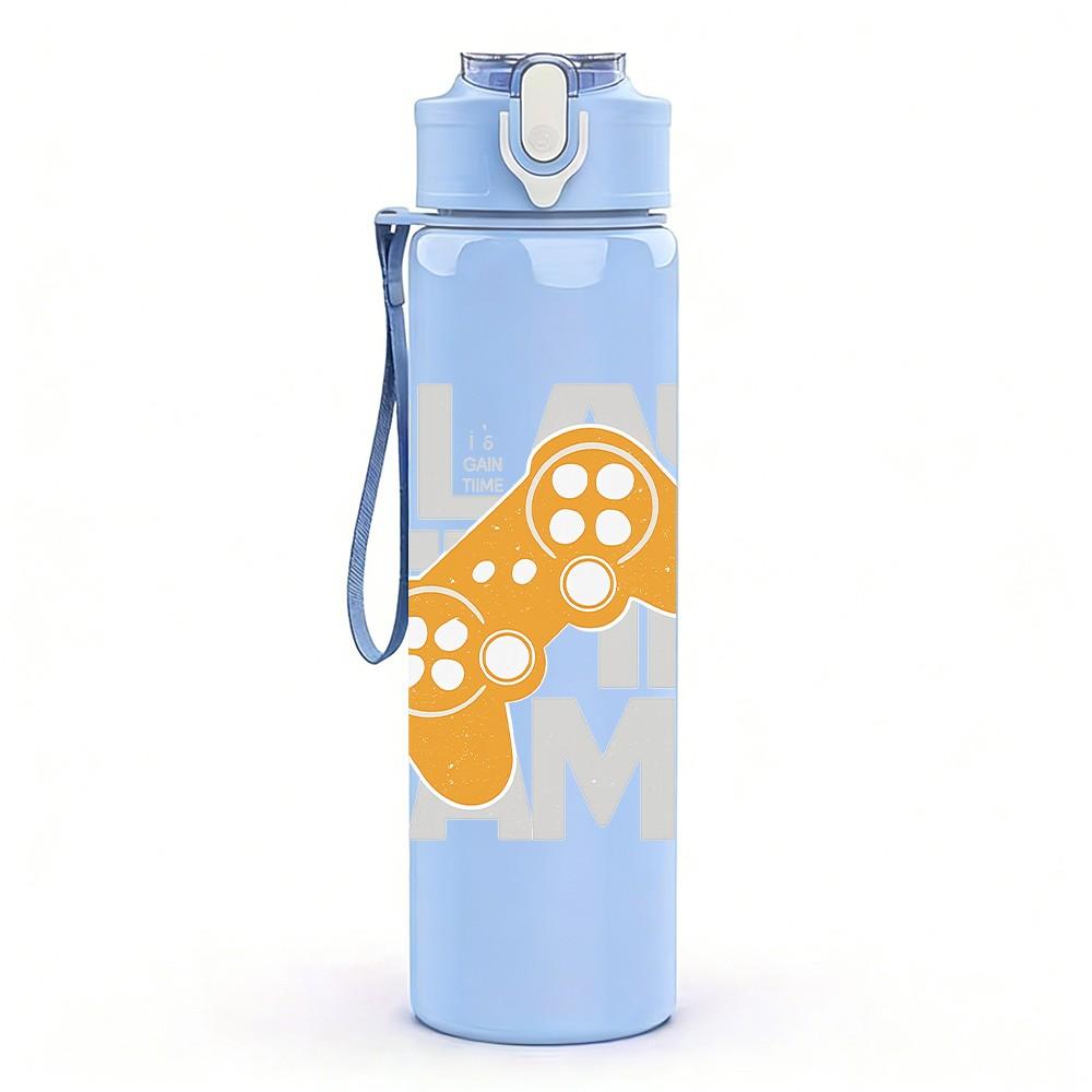 1PC Play The Game Controller 750ml Color Plastic Sports Water Bottle Leakproof Flip Straw Lid Suitable for Sports Office Home Use
