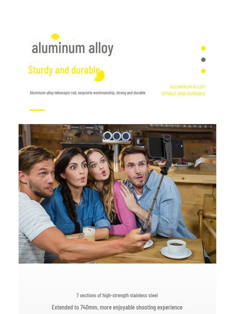 Беспроводная Bluetooth-палка для селфи и штатив – алюминиевый сплав, многофункциональная, для мобильной фотографии и прямых трансляций