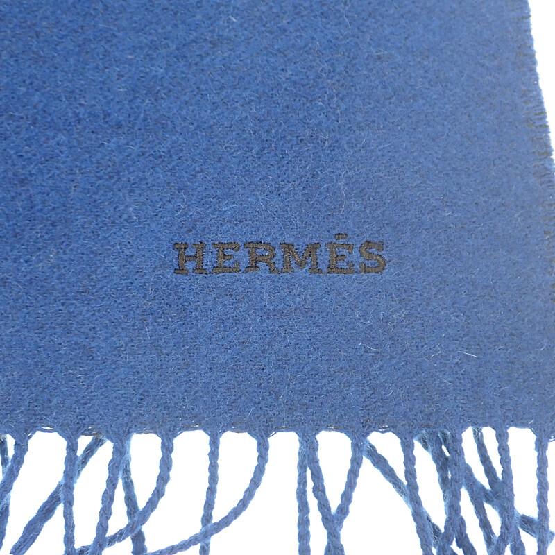 HERMES   Scarf blue/black cashmere Women