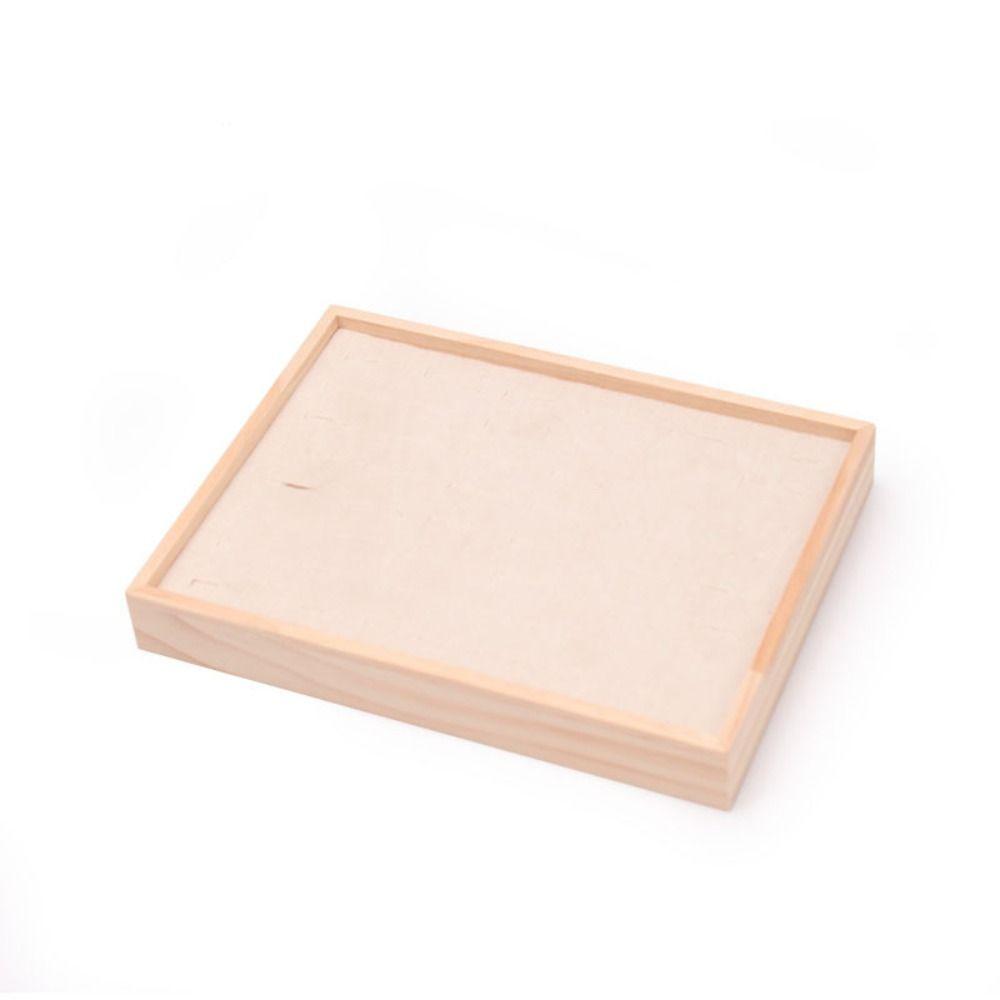 48 Grids Earrings Display Tray Velvet Ring Earring Holder Simple Wood Rings Tray Home