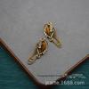 European Niche Design Tassel Earrings with Tiger Eye Stone - New Chinese Style Jewelry