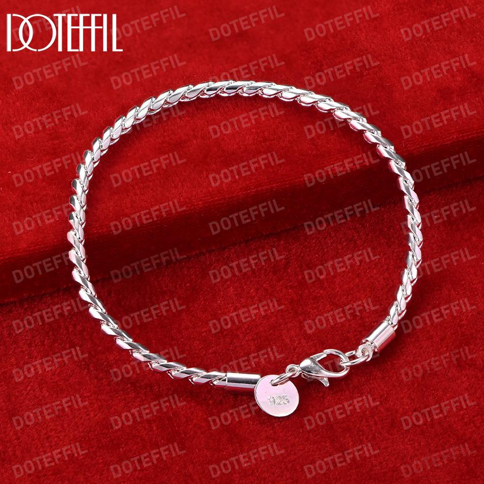 Браслет-цепочка-змейка из стерлингового серебра 925 пробы с винтами, модные свадебные украшения