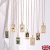 Rectangle Sun Moon Star Enamel Tarot Card Pendant Necklace Crystal Necklace