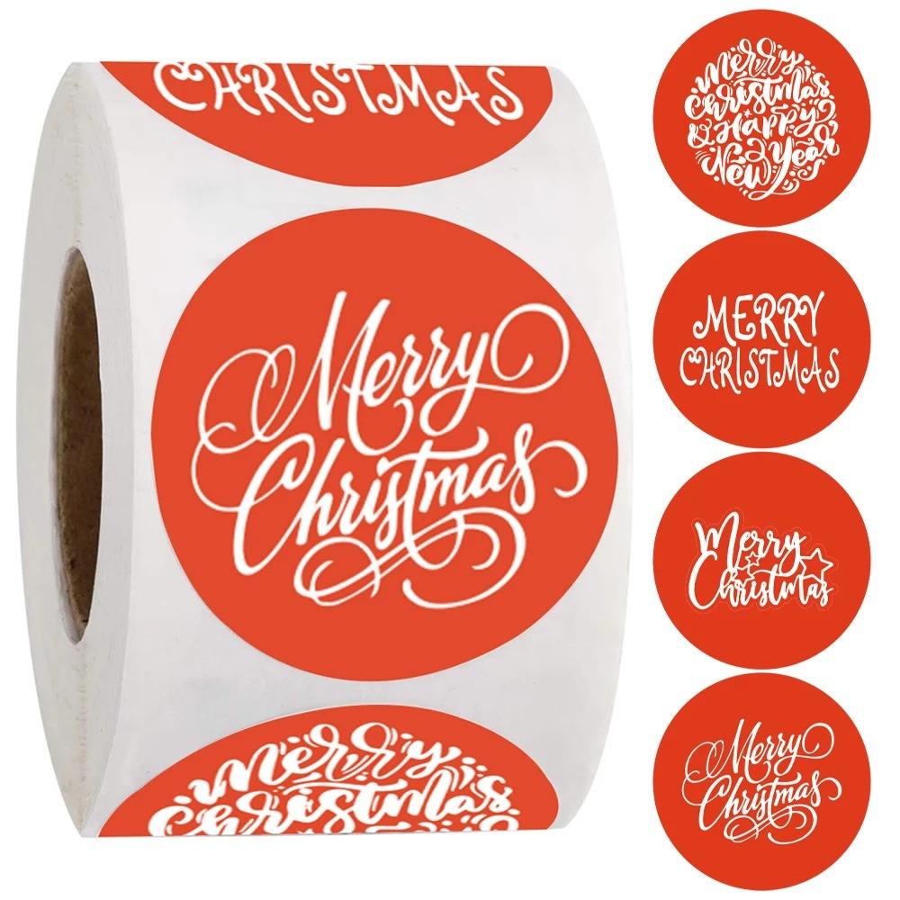 50-500pcs Red Christmas Stickers Merry Christmas Stickers For Christmas Party Decor Labels Children Gift Stationery Stickers