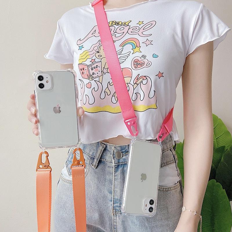 Lanyard Clear Case For iPhone 17 16 15 12 11 Pro Max 13 Mini X XS 14 Plus Crossbody Strap Belt Hard PC Acrylic Shockproof Cover