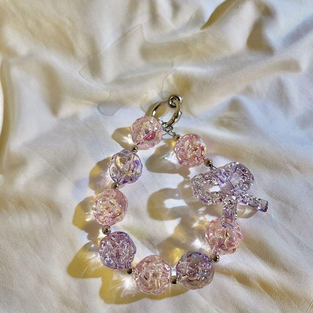 Подвеска-брелок для сумки из бисера, цепочка для телефона, подвеска из неправильных прозрачных бусин, милый брелок-конфета, украшение для ключей