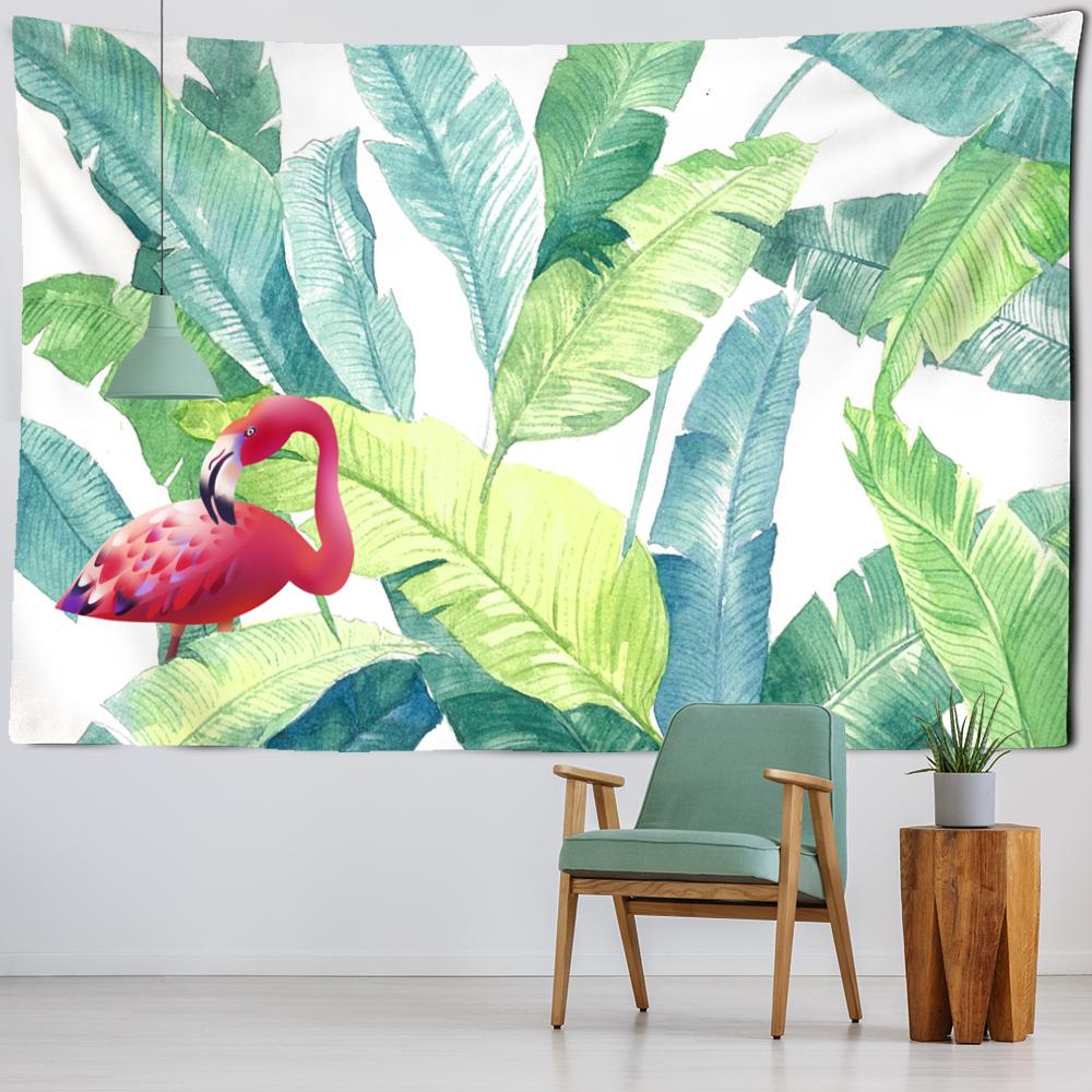 Журавль зеленый пальмовый лист гобелен настенный маленький свежий хиппи TAPIZ богемный декор комнаты фоновая ткань