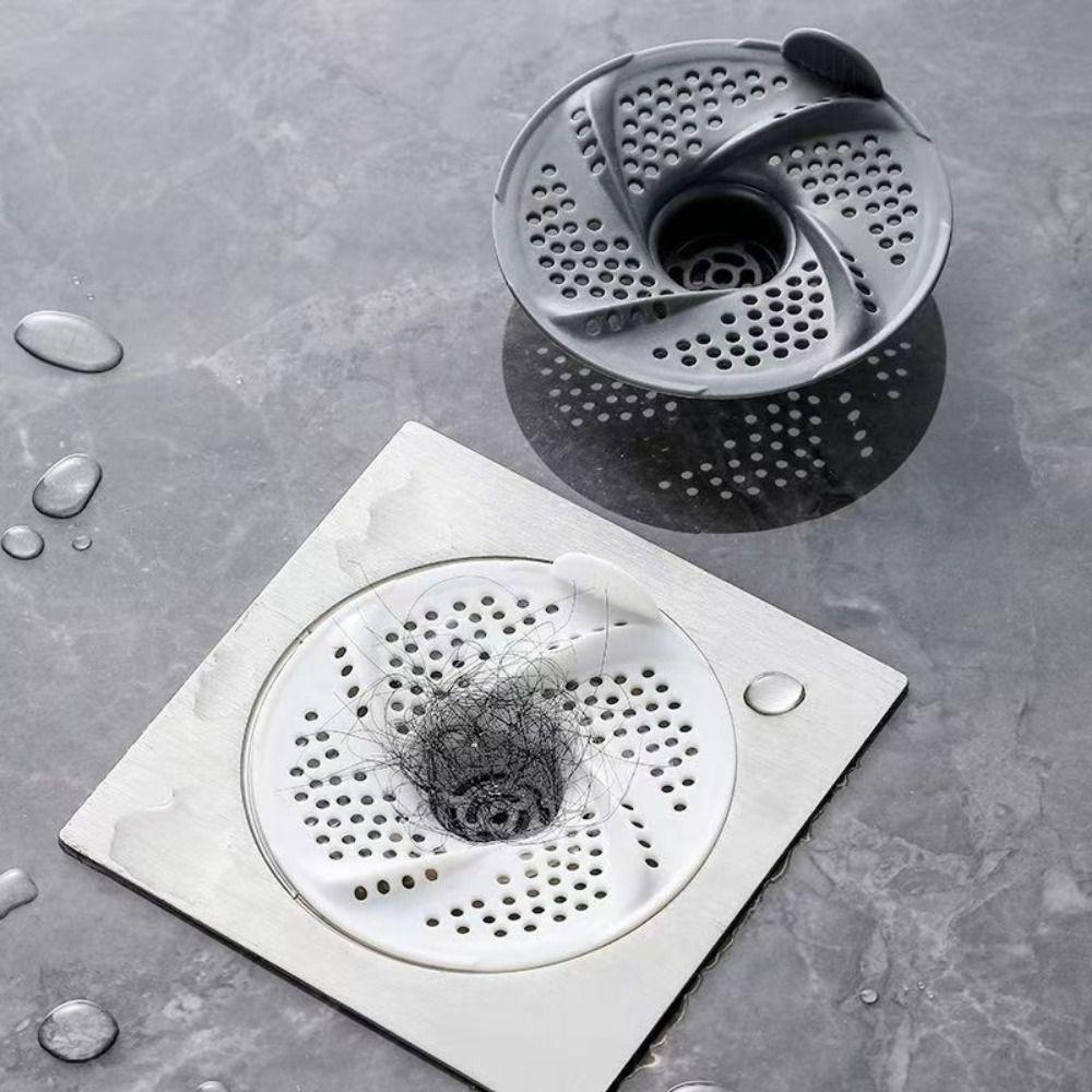 10pcs Vortex Design Drain Strainer Rotating Hair Collector Easy Clean Drain Protector Bathroom
