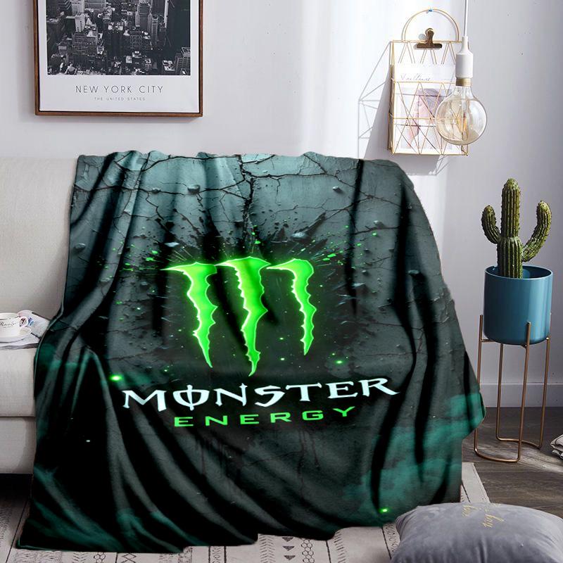 Monster Drink Throws Blanket Flannel Blankets Plush for Couch Bed Gifts for Men Women Travel picnic blanket Christmas fan gifts