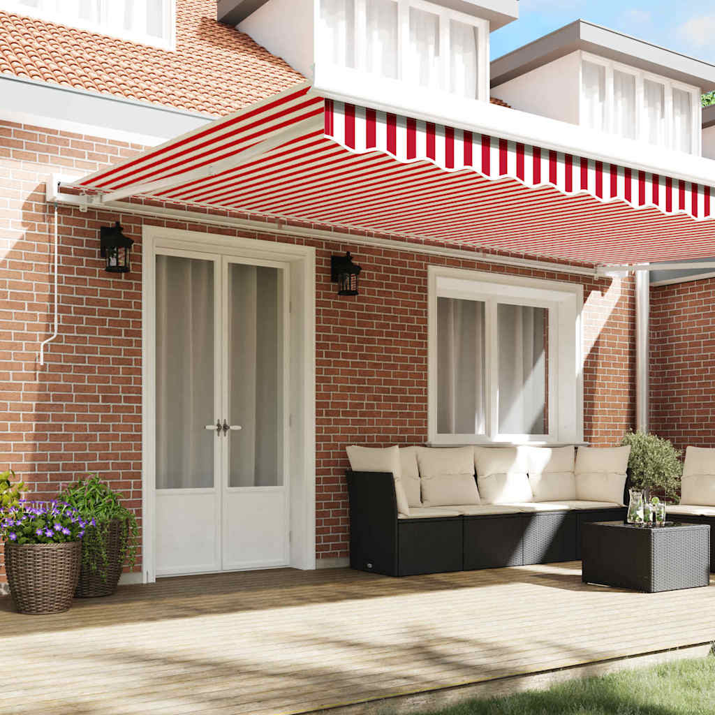 Retractable Awning Red and White 500 x 300 cm
