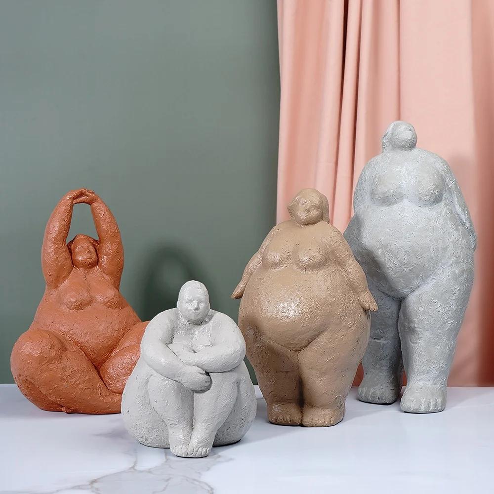 Поделки из смолы Йога для полных женщин Искусственная фигура Скульптура Абстрактные фигурки тела Аксессуары для украшения дома