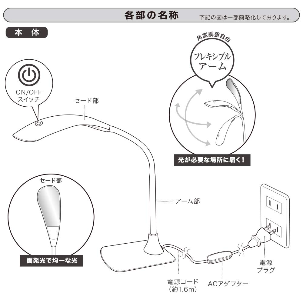 Ohm Electric LED Desk Light White DS-LN30BG-W 06-3686