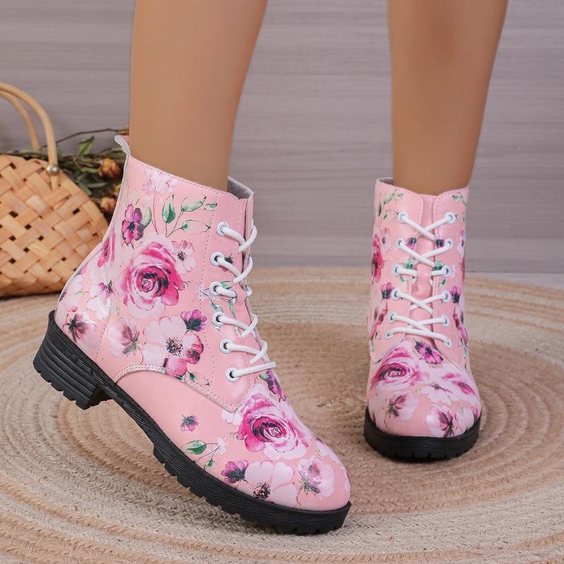 2025 New Women's Printed Short Boots Autumn Winter New Fashion Printed Comfortable Casual Shoes Luxury Travel Durable