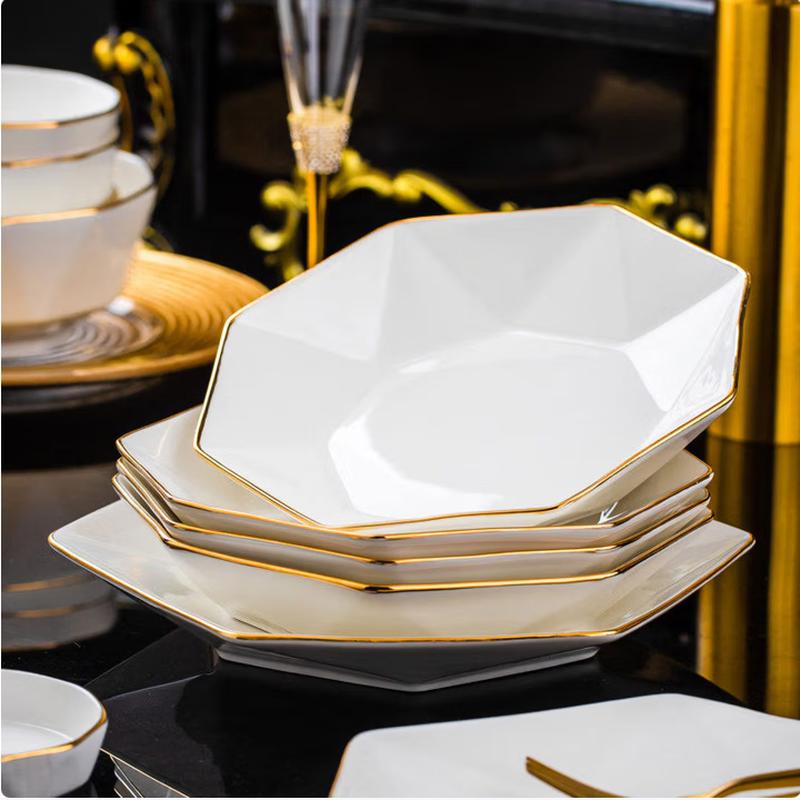 SIFAR Креативная керамическая обеденная тарелка с золотым ободком