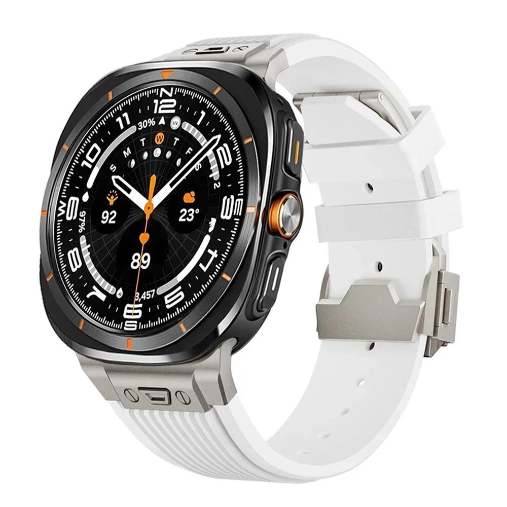 Спортивный ремешок для Samsung Galaxy Watch Ultra 2025 Пряжка из нержавеющей стали Мужской роскошный ремешок для Samsung Galaxy Watch 7 Ultra 47 мм Ремешок
