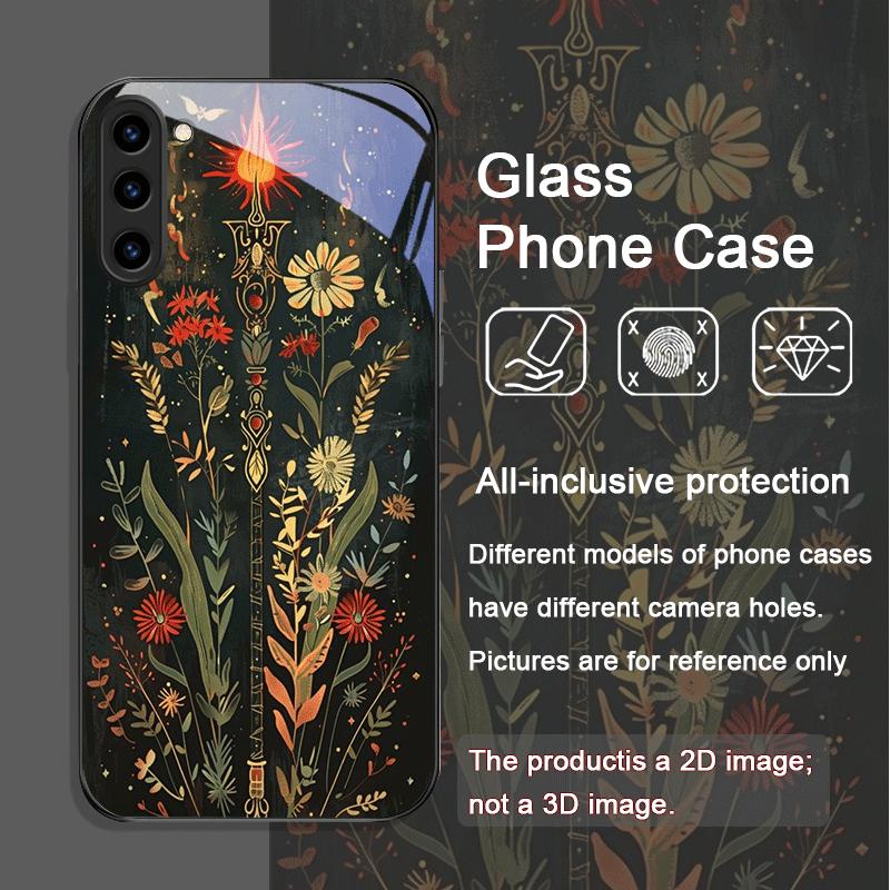 Эстетичный чехол из закаленного стекла с рисунком подсолнухов и луны для Samsung Galaxy S26 S25 Ultra S24 S23 Plus S22 S21 FE