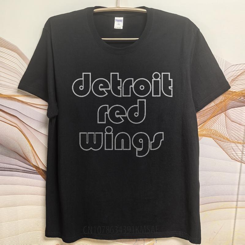 Повседневная летняя мужская футболка Detroit Red Wings с коротким рукавом для путешествий с круглым вырезом Мужская футболка Смешная футболка Футболка с круглым вырезом