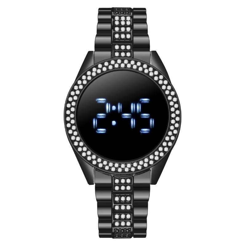 Модные женские часы с сенсорным экраном и светодиодной подсветкой, инкрустированные бриллиантами, женские часы, электронные часы, цельные