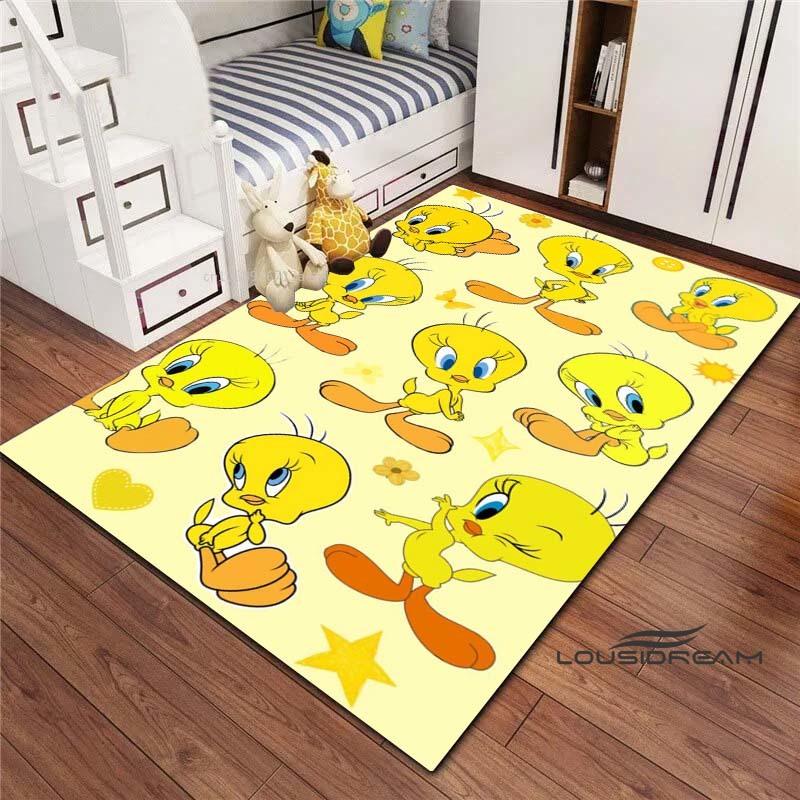 3D printed cartoon TweetyBird rug, suitable for living rooms, bedrooms, sofas, balconies, gardens, etc. Large-sized decorativ