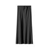 Summer Fall Women's Drawstring Hip Sheath Dress Elegant Silk Satin High Waist Floor-length Skirt Elastic Ankle Length Line A