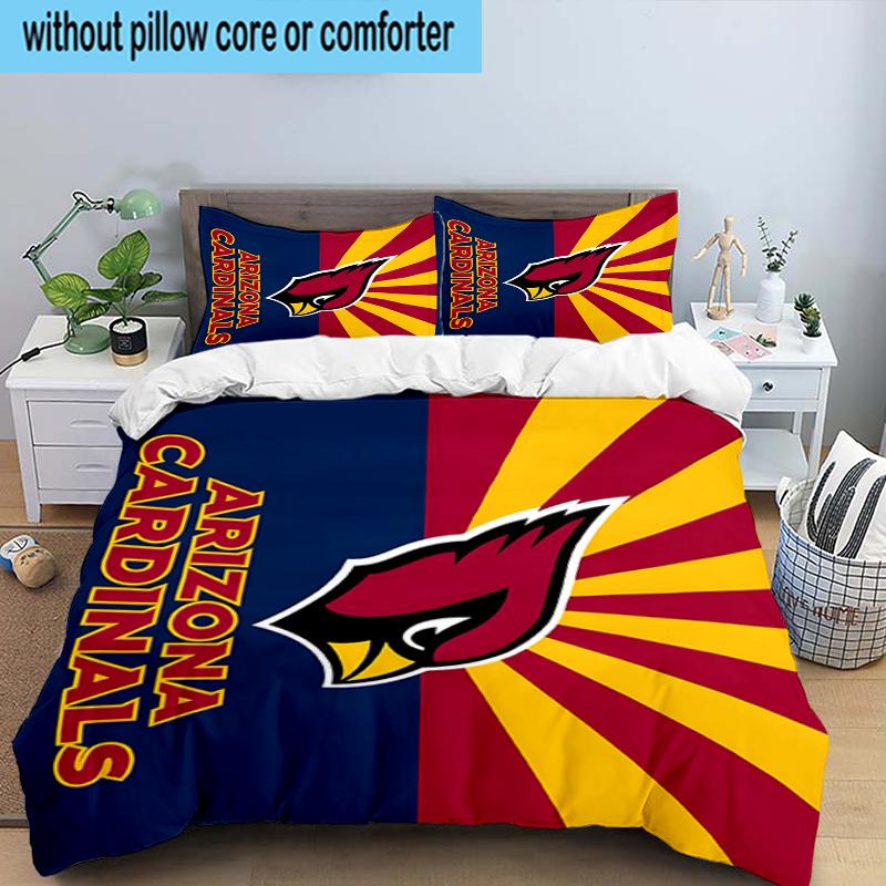Логотип Arizona Cardinals 3-предметный комплект постельного белья 2D-печать (Включает 1 пододеяльник + 2 наволочки (без наполнителя)), Декор спальни, Подарок-вентилятор