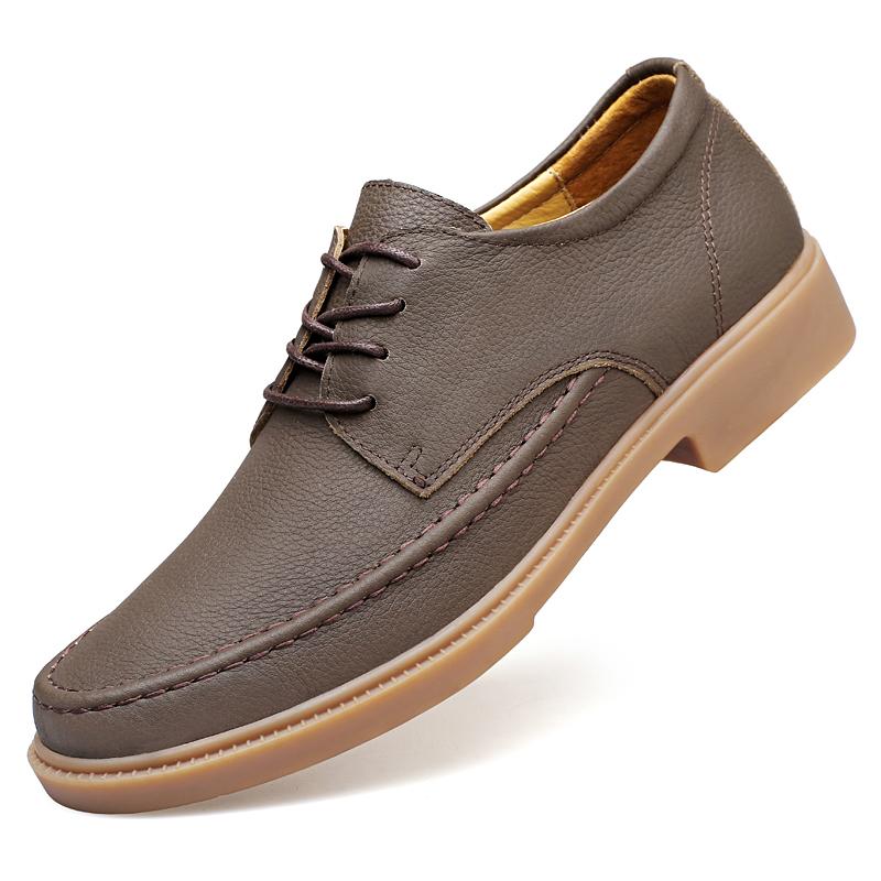 Высококачественная мужская удобная обувь на шнуровке с круглым носком, повседневная, из кожи, модная, для улицы, дышащая и нескользящая, рабочая обувь