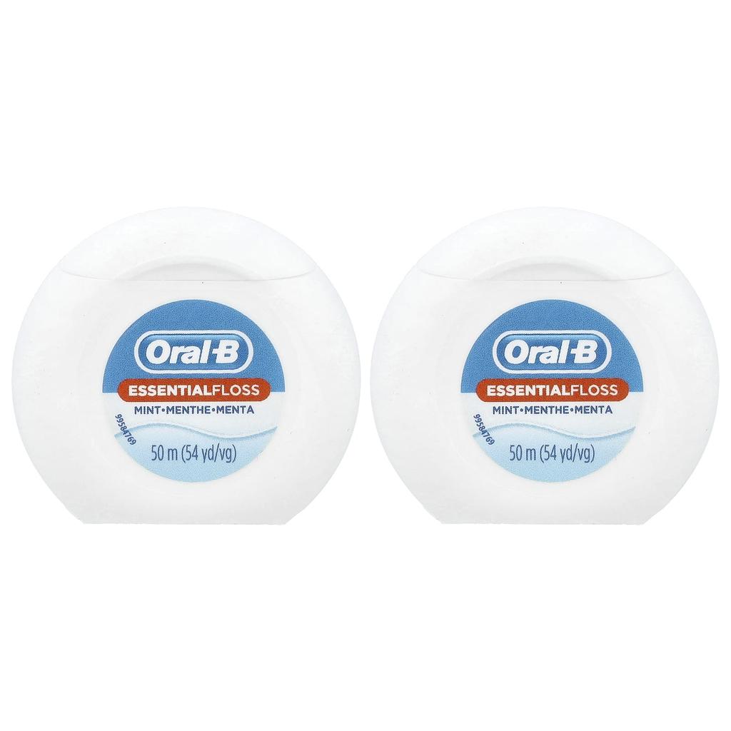 Oral-B Essential Dental Floss Value Pack, мятный, 2 упаковки, 50 м (54,6 ярда) за упаковку