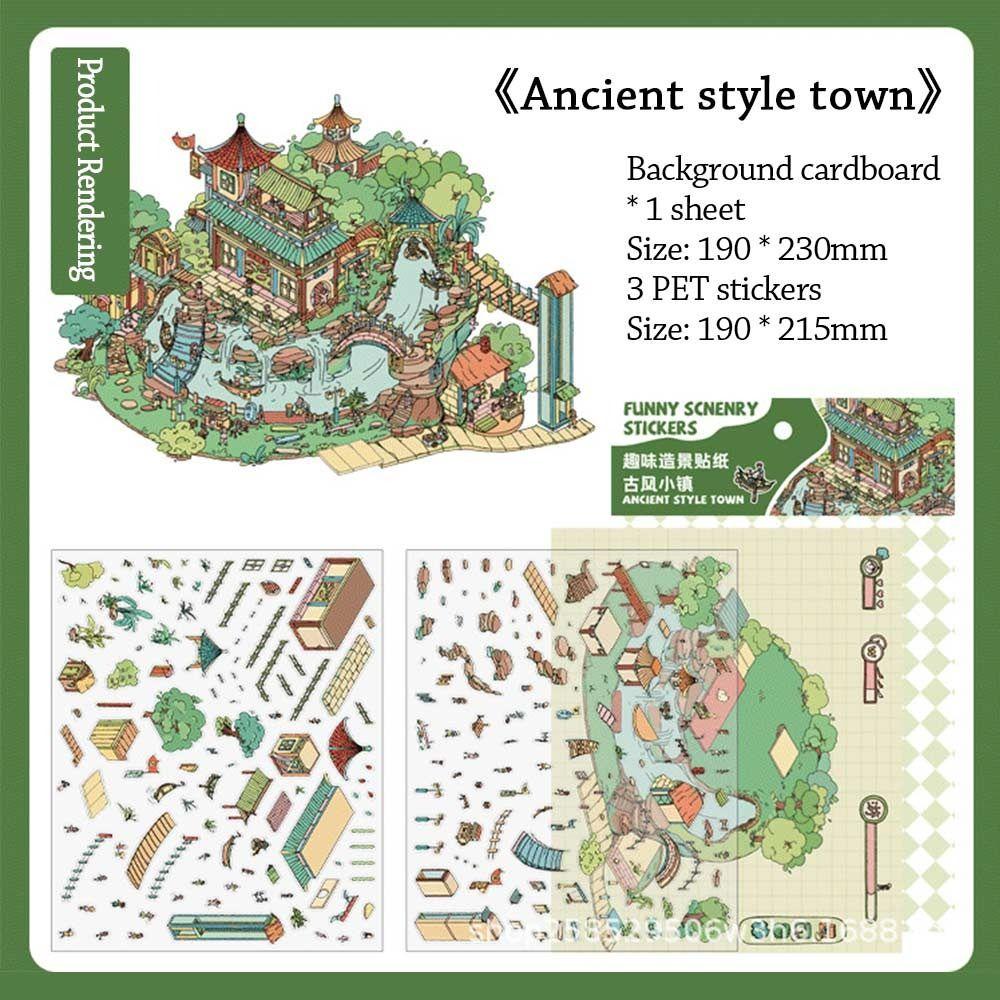 ПЭТ Трехмерная наклейка Визуальная укладка Миниатюрная наклейка со сценой Дети