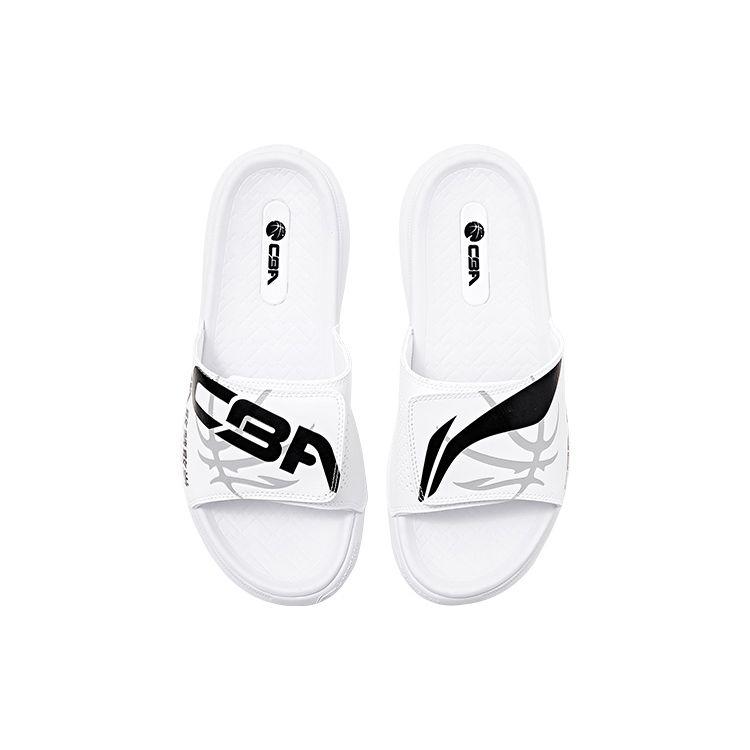 Li-Ning Удобные универсальные сандалии-слайды на резиновой подошве с застежкой-липучкой, мужская обувь белого цвета ABTQ015-2