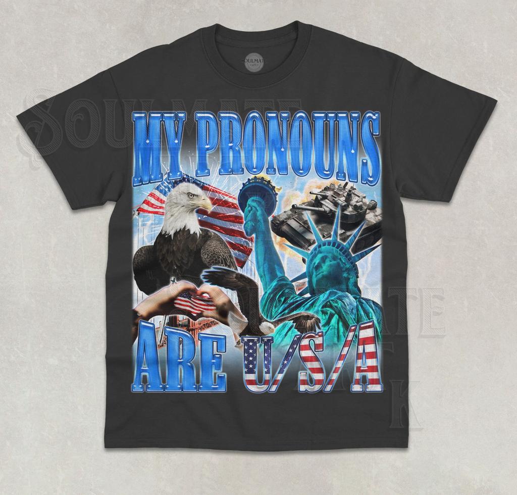 My Pronouns Are USA unisex T-Shirt Funny Meme Patriotic Joke Unisex Graphic Shirt