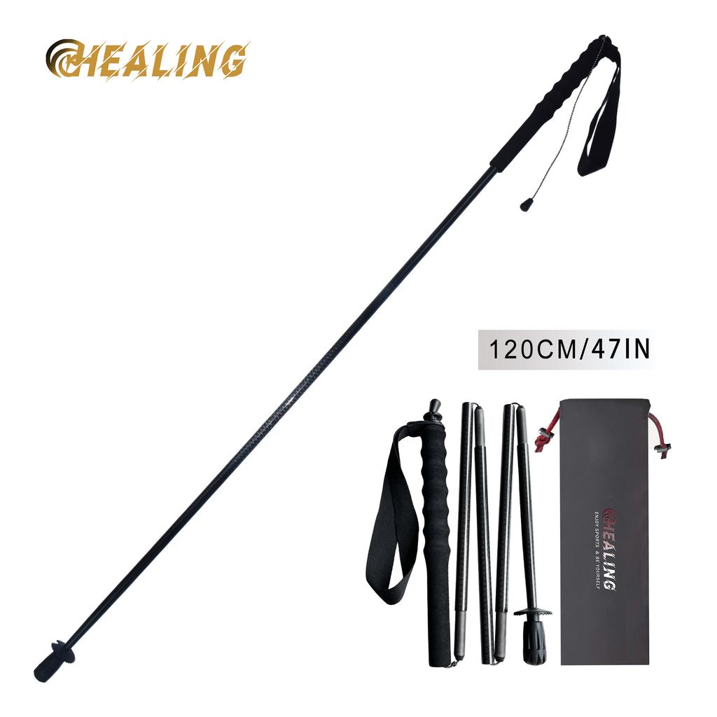 Alpenstock Multi-Function Light Carbon Fiber Folding Walking Stick Comfortable EVA Handle for Hiking Mountaineering Everyday Use