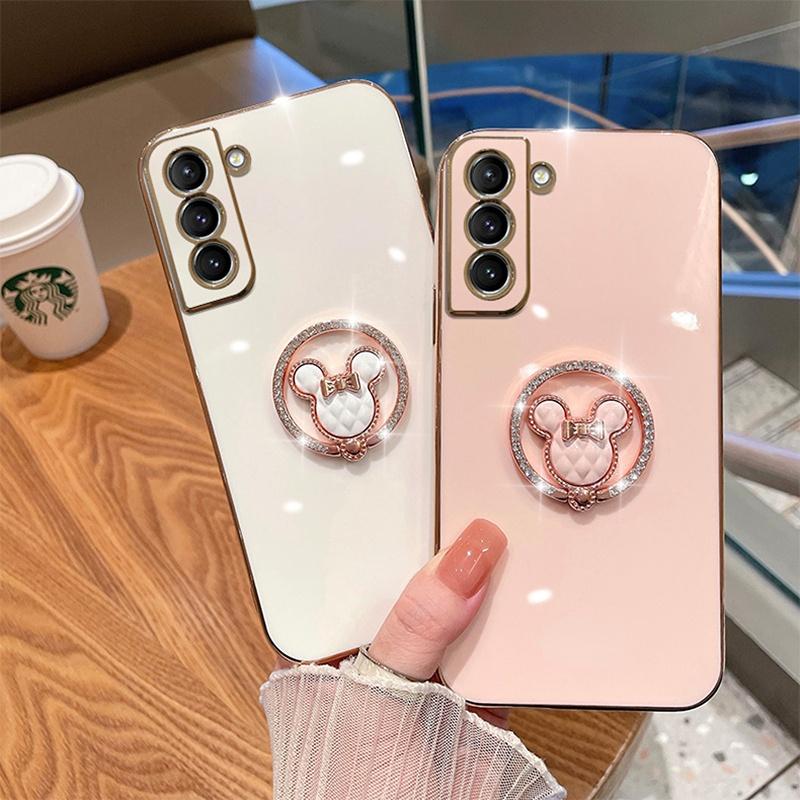 Чехол с блестящим кольцом-подставкой и милым медведем для iphone 14 13 12 11 Pro max/Samsung S22 S21 S23 Ultra A13 A23 A33 A53 A12 A22 A32 A52 A14 A54/Redmi