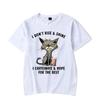 Black Cat Drink Coffee Hope All Is Well Pattern Printed T-shirt Men Fashion Trend Clothing Large High Quality Cotton top#Color