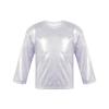 Unisex Kids Metallic Bronzing Cloth Tshirt Long Sleeve Loose Fit Round Neck Top for Parties Performances