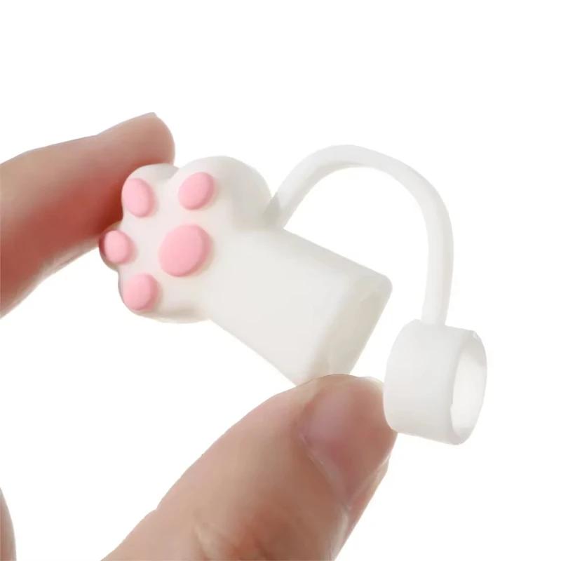 1/3Pcs Dustproof Straw Cover Cartoon Cute Cat Claw Glass Beverage Kitchen Beverage Straw Cover Accessories