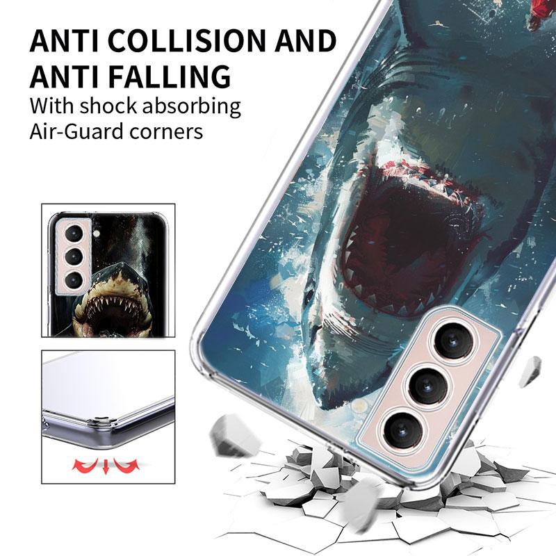 Чехол для телефона «Пасть Глубоководной Злой Акулы» для Samsung Galaxy S25 Edge S24 S23 FE S21 S20 S10 Plus S22 S26 Ultra Прозрачный