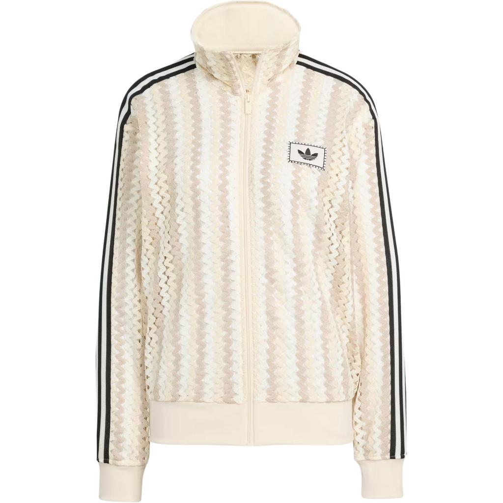 Adidas Originals Logo Stand Collar Zip Long Sleeve Jacket Women Jackets Magic-White KC0749