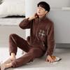 Пижама мужская зимняя коралловый флис утолщенный флис мужская осенне-зимняя фланелевая мужская большого размера теплая зимняя домашняя одежда