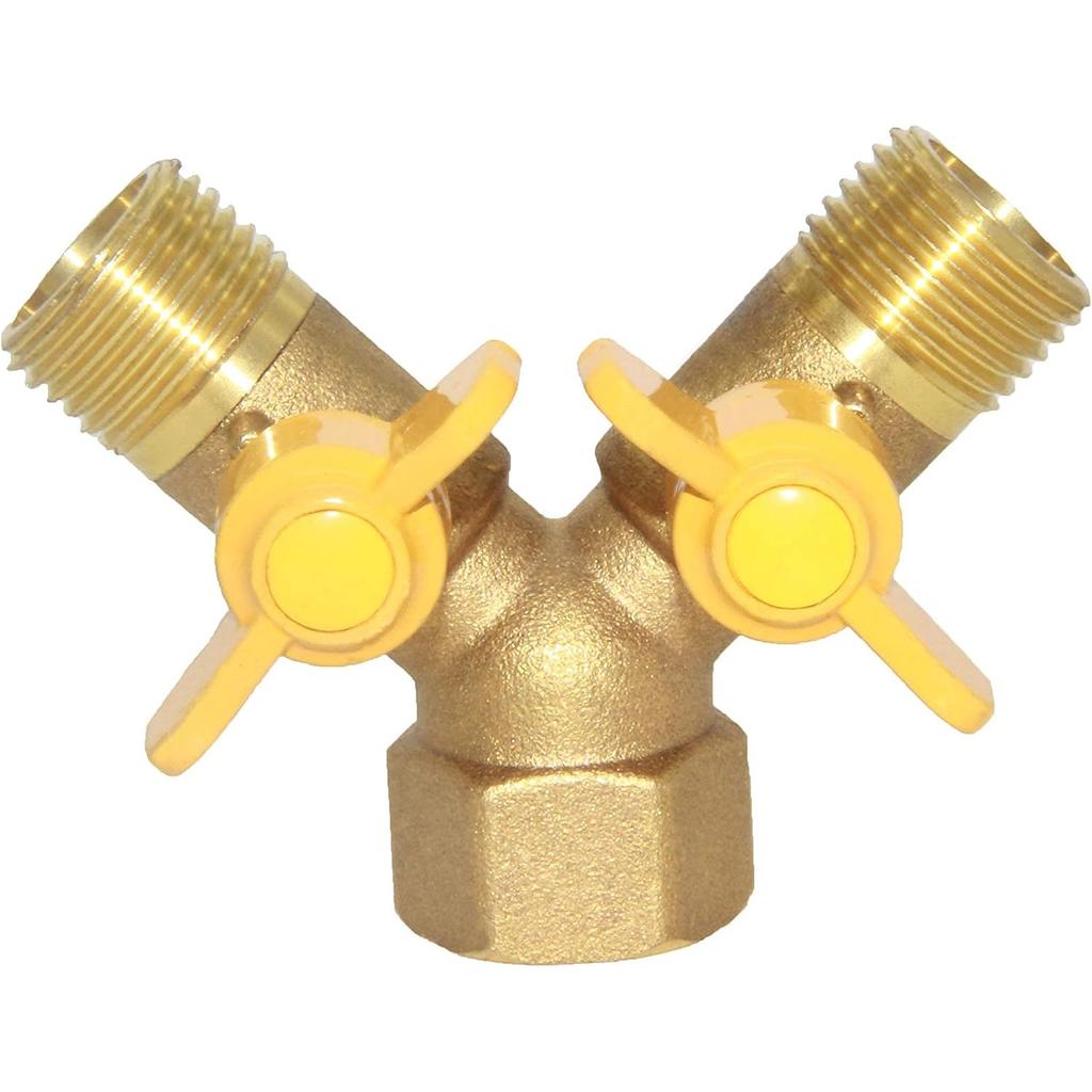3 Way Split Brass Shut Off Ball Valve Fitting G 1/2" Male x Male x 1/2" Female Thread Y Shaped Type Union Intersection with 2 Switch