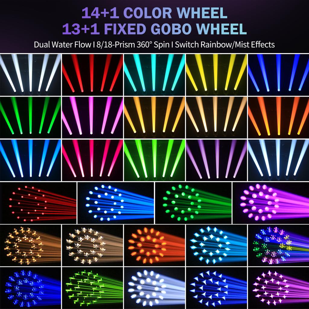 295W HID Beam Moving Head Light DMX512 Gobo Zoom Rainbow Effect Stage Light for Event Club Bar Concert Wedding 14R Beam Light