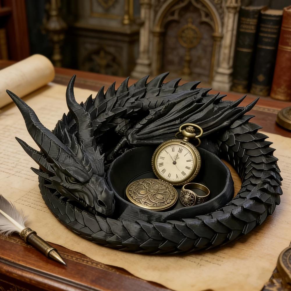 Decorative 3D Printing Dragon Tray Gothic Ring Display Plate Desktop Organizer Entryway Decor