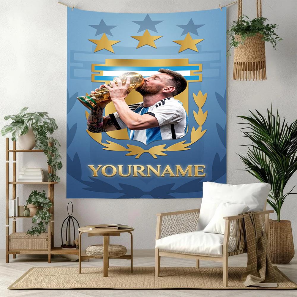Messi Custom Your Name Wall Decor Tapestry Art For Pet Memorial Birthdaywedding Party Backdrop Family Gift
