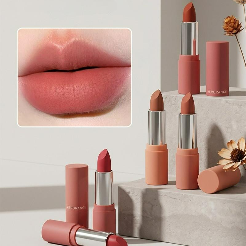 HERORANGE Velvet Matte Lipstick Easy Color Payoff Long Lasting Brightening Nude Natural Lip Cosmetic