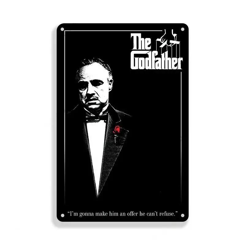 Retro Vintage Metal Tin Poster The Godfather Sign Plaque for Bar Club Home Wall Decor Classic Movie Wall Plate Pendant